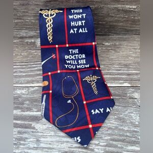 Steven Harris necktie handmade novelty vintage men’s doctor‎ needle stethoscope